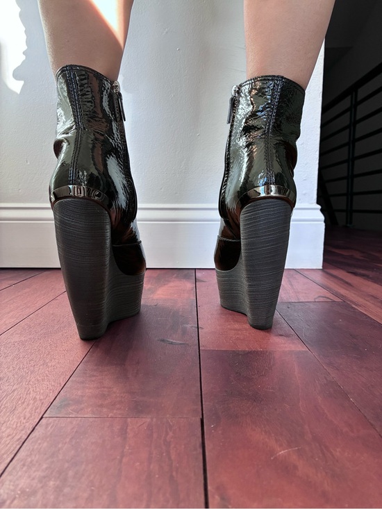 LANVIN  black Patten leather boots Authentic
